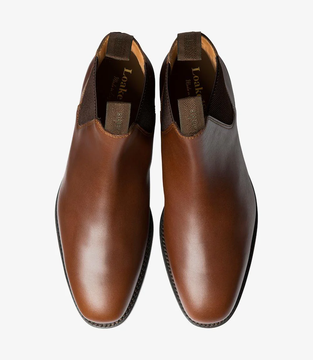 LOAKE CHATSWORTH-DIS BROWN LEATHER CHELSEA BOOT RUBBER SOLE G-WIDE - Image 3