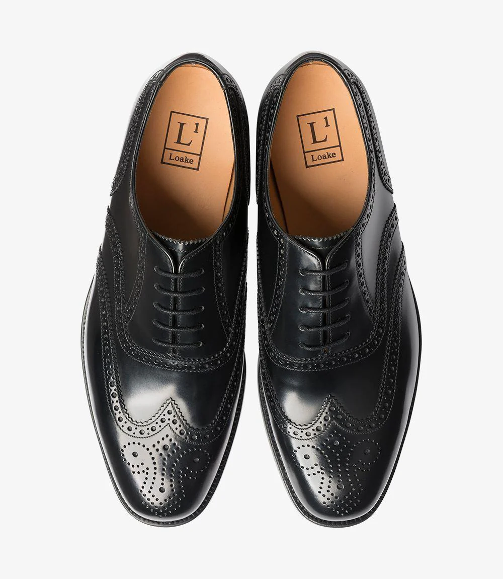 LOAKE 202 BLACK OXFORD BROGUE LEATHER SOLE G-WIDE - Image 3
