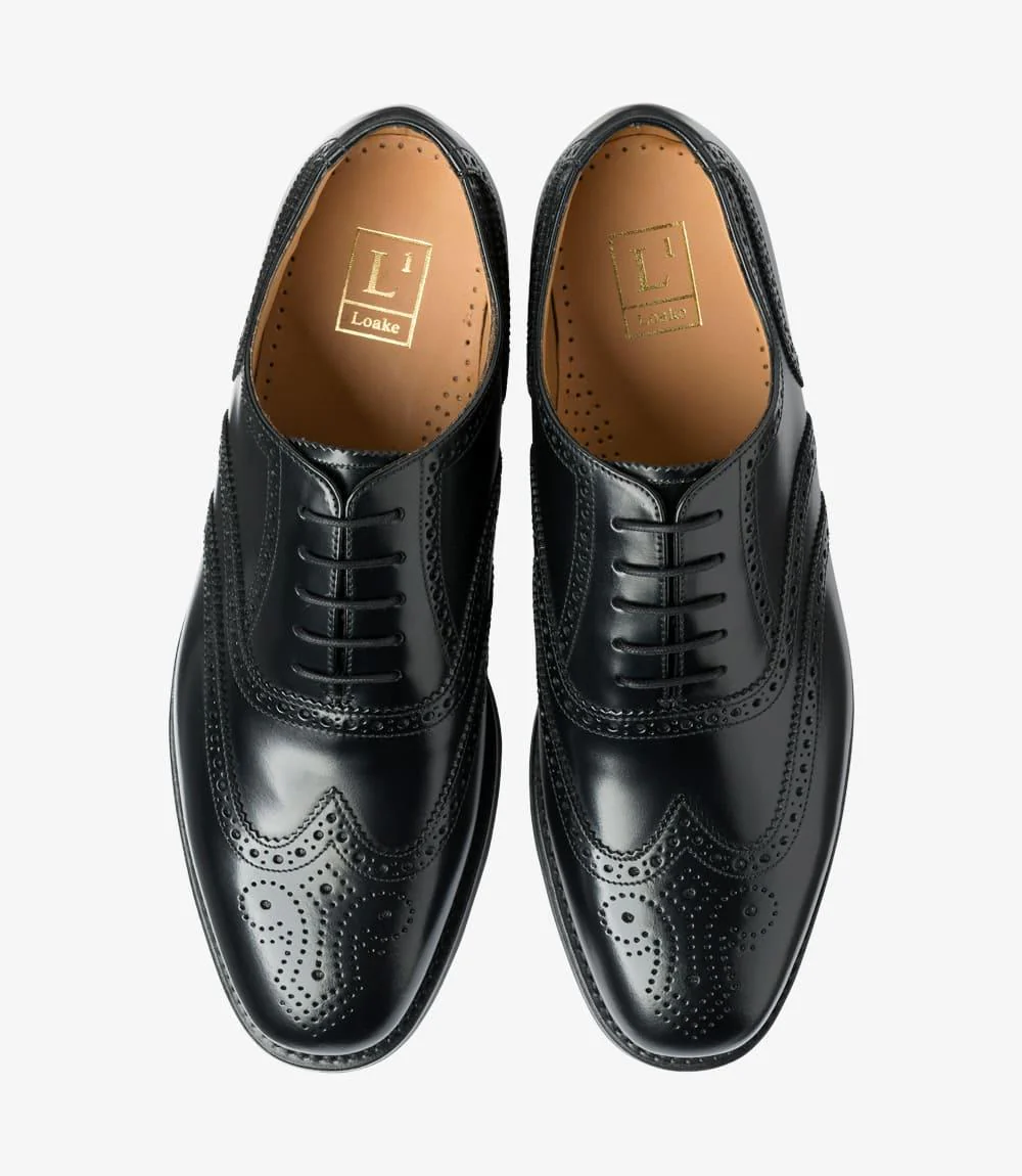 LOAKE 302 BLACK OXFORD BROGUE RUBBER SOLE G-WIDE - Image 3