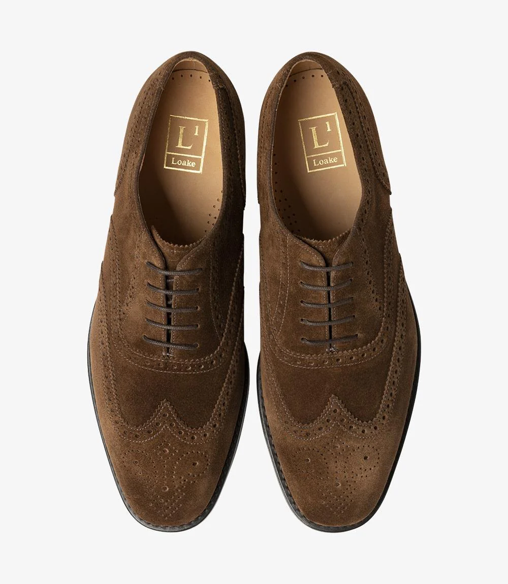 LOAKE 302 BROWN SUEDE OXFORD BROGUE RUBBER SOLE G-WIDE - Image 3