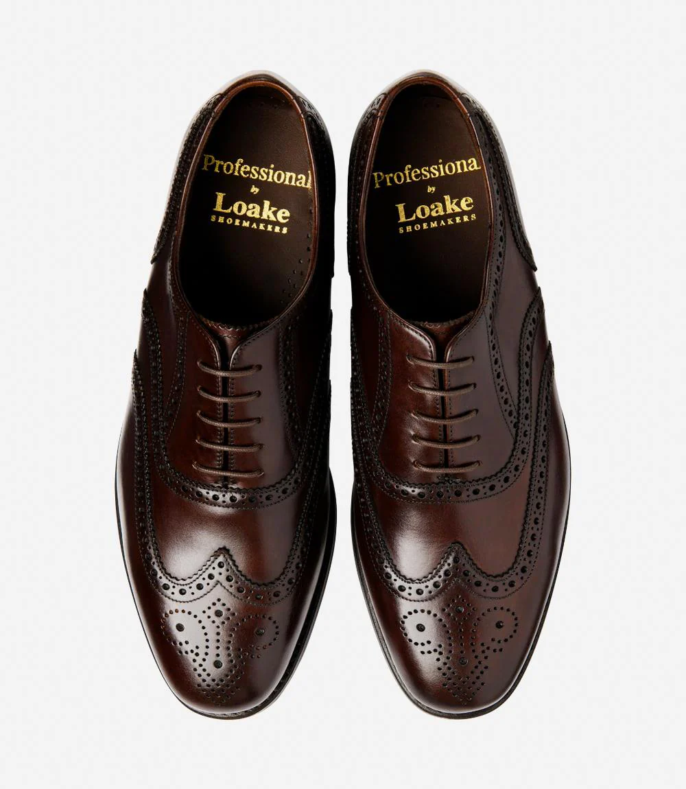 LOAKE 302 BROWN LEATHER OXFORD BROGUE RUBBER SOLE G-WIDE - Image 3