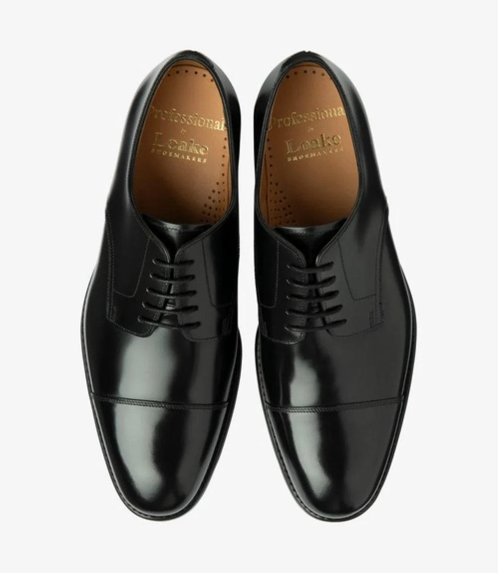 LOAKE 305 BLACK DERBY TOE CAP RUBBER SOLE G-WIDE - Image 3
