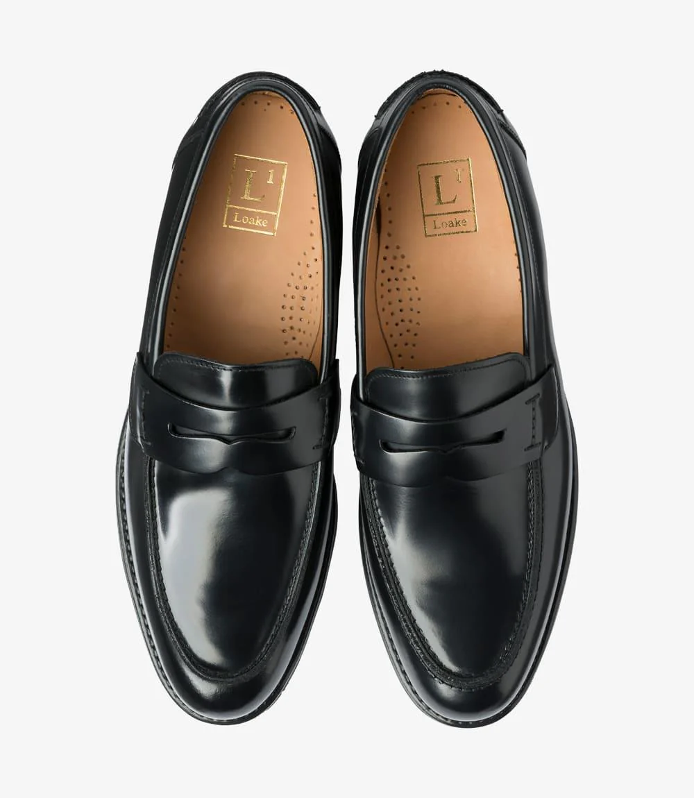 LOAKE 356 BLACK LOAFER SLIP ON RUBBER SOLE F-MEDIUM - Image 3