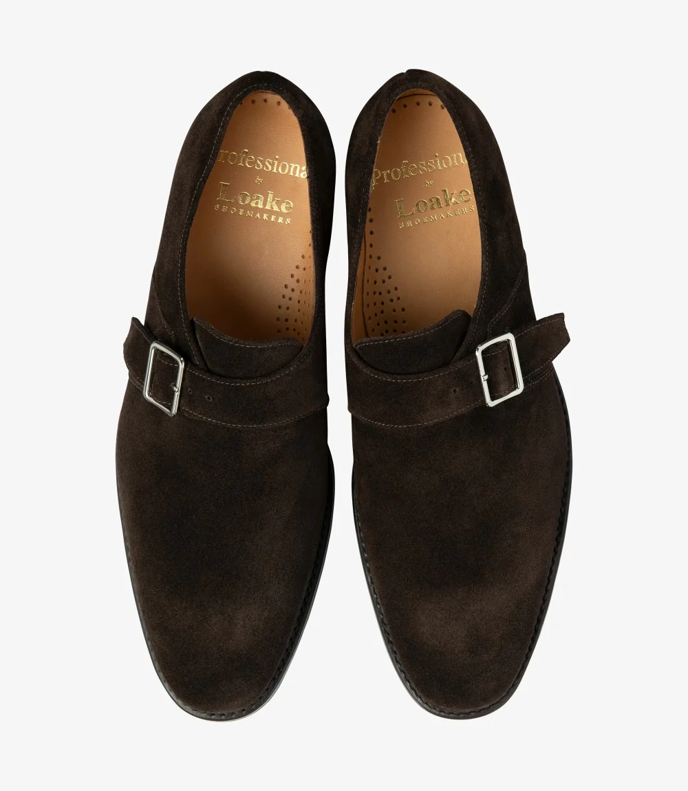 LOAKE 357 DARK BROWN SUEDE MONK RUBBER SOLE G-WIDE - Image 3