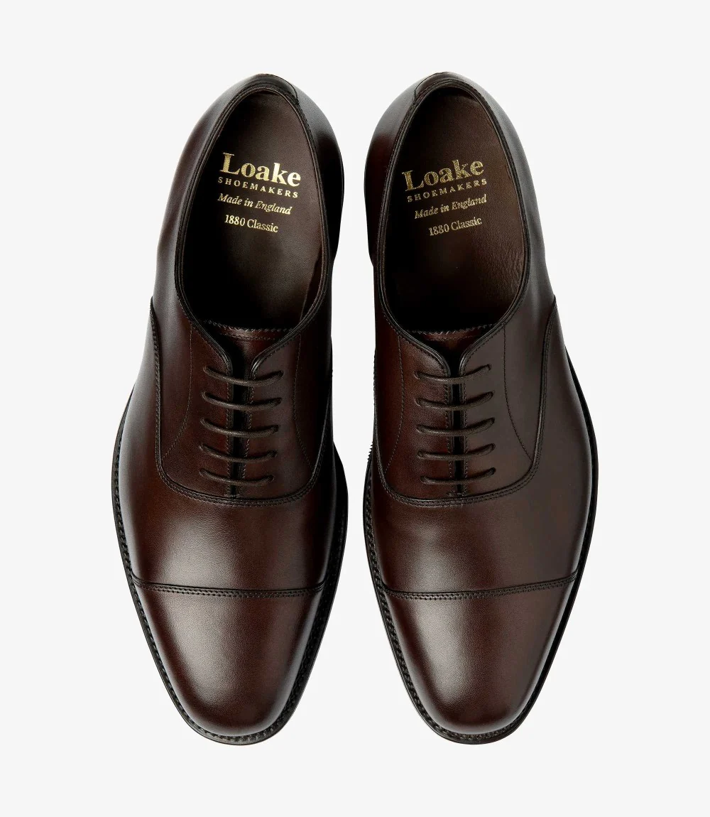 LOAKE ALDWYCH DARK BROWN OXFORD TOE CAP RUBBER SOLE G-WIDE - Image 3
