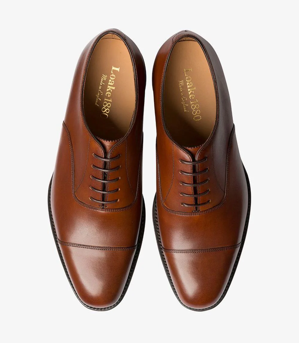 LOAKE ALDWYCH MAHOGANY OXFORD TOE CAP RUBBER SOLE G-WIDE - Image 3