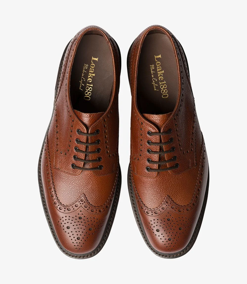 LOAKE BADMINTON DARK BROWN BROGUE RUBBER SOLE G-WIDE - Image 3