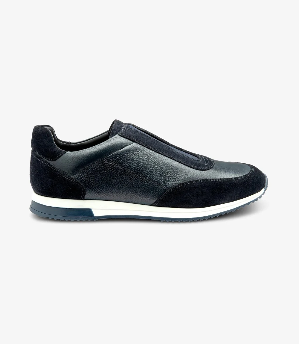 LOAKE BALLANTYNE NAVY SUEDE SNEAKER TRAINER SOLE F-MEDIUM