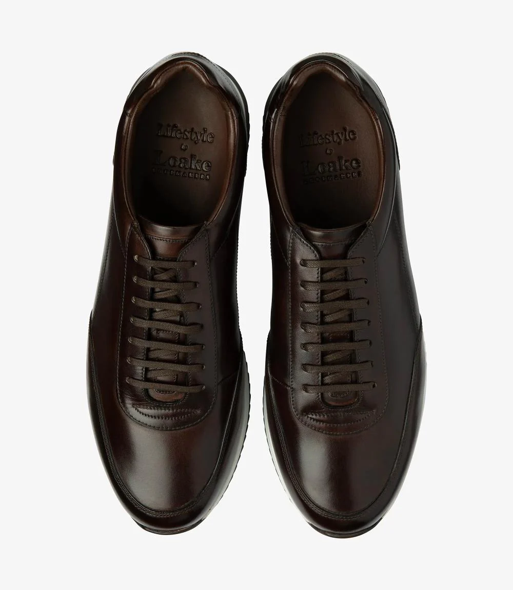 LOAKE BANNISTER DARK BROWN LEATHER TRAINER RUBBER SOLE F-MEDIUM - Image 3