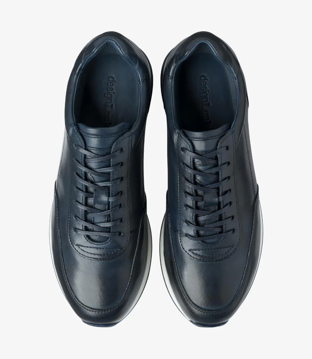 LOAKE BANNISTER NAVY LEATHER TRAINER RUBBER SOLE F-MEDIUM - Image 3