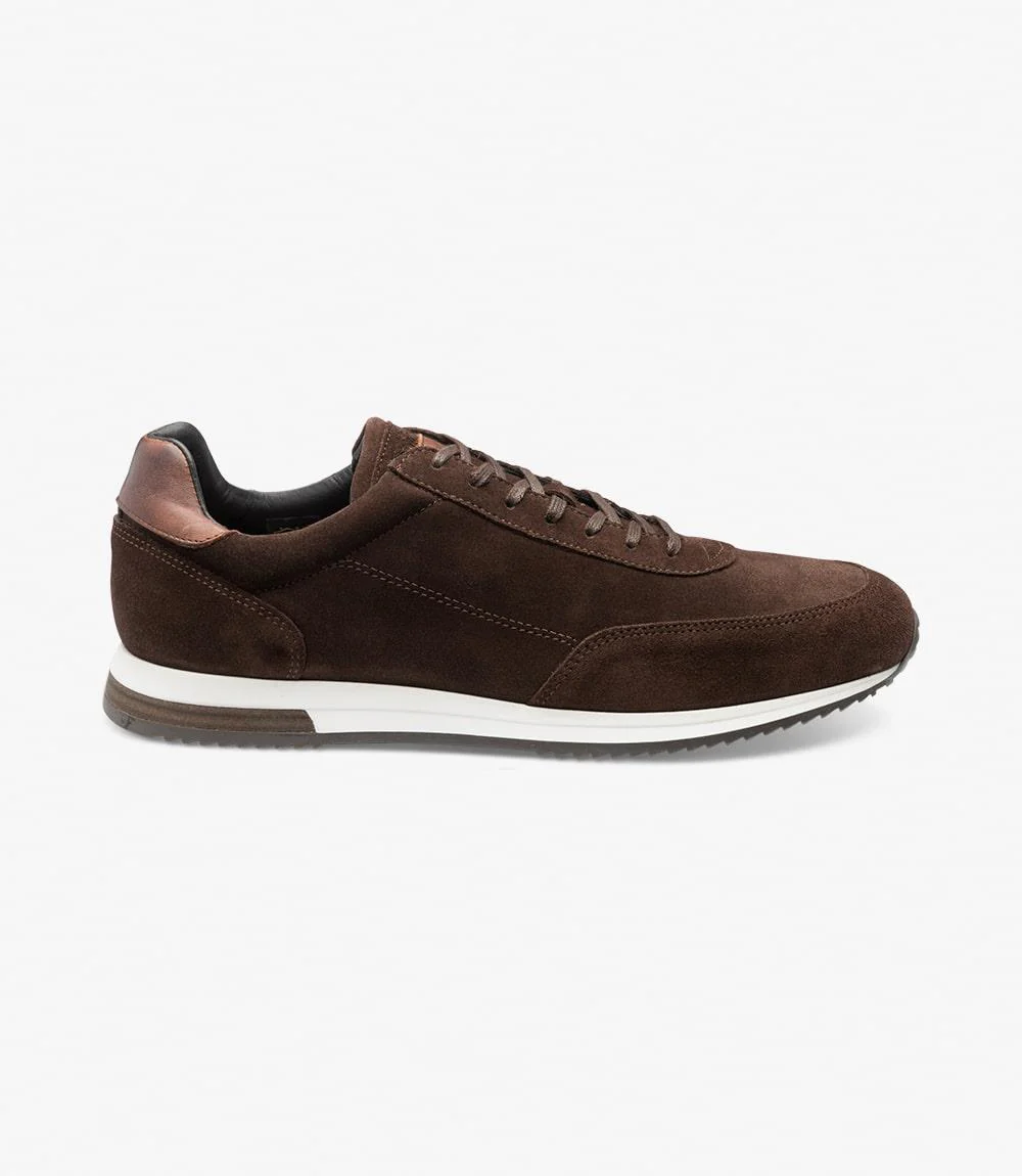 LOAKE BANNISTER DARK BROWN SUEDE TRAINER RUBBER SOLE F-MEDIUM