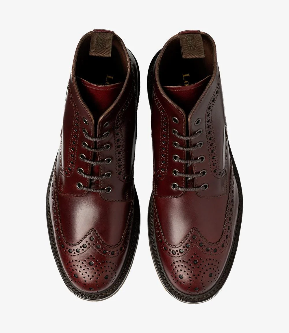 LOAKE BEDALE BURGUNDY BROGUE BOOT RUBBER SOLE G-WIDE - Image 3