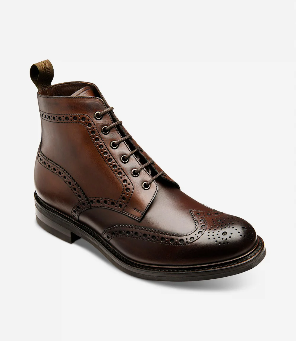 LOAKE BEDALE DARK BROWN BROGUE BOOT RUBBER SOLE G-WIDE - Image 2
