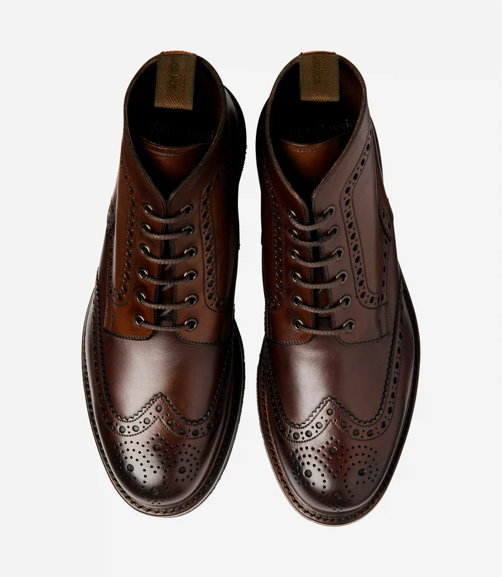 LOAKE BEDALE DARK BROWN BROGUE BOOT RUBBER SOLE G-WIDE - Image 3