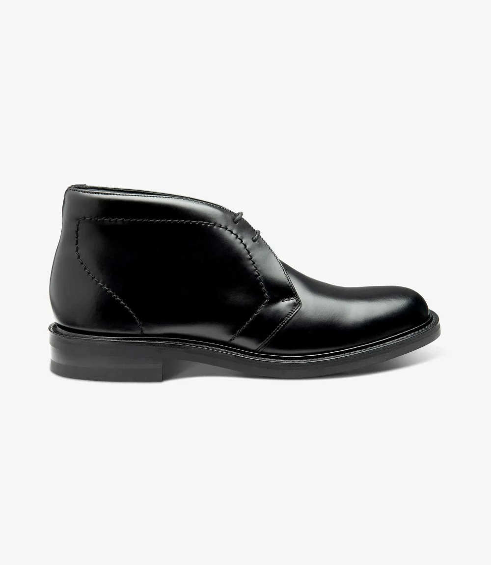 LOAKE BERKELEY BLACK DERBY BOOT RUBBER SOLE F-MEDIUM
