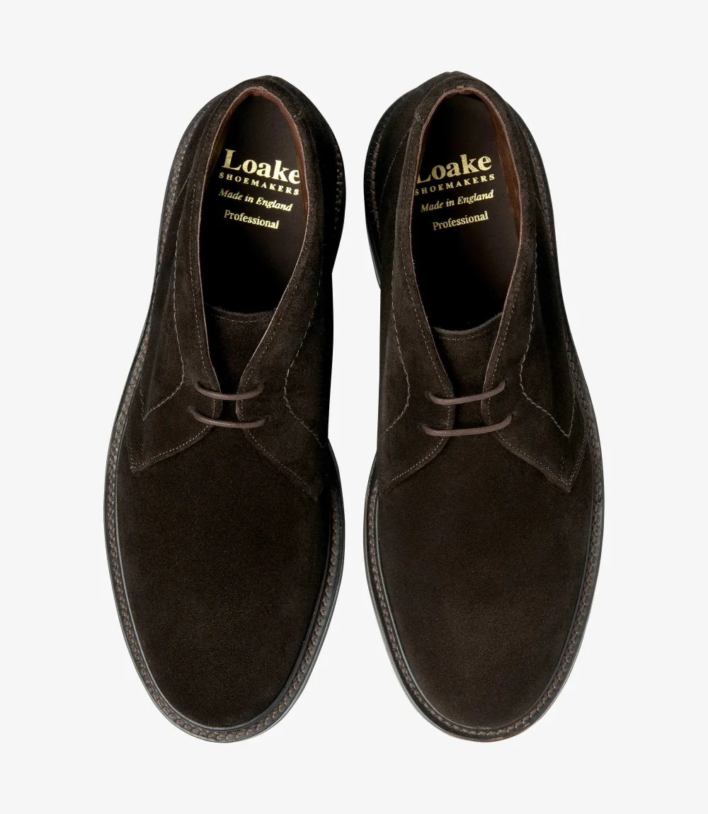 LOAKE BERKELEY DARK BROWN SUEDE DERBY BOOT RUBBER SOLE F-MEDIUM - Image 3
