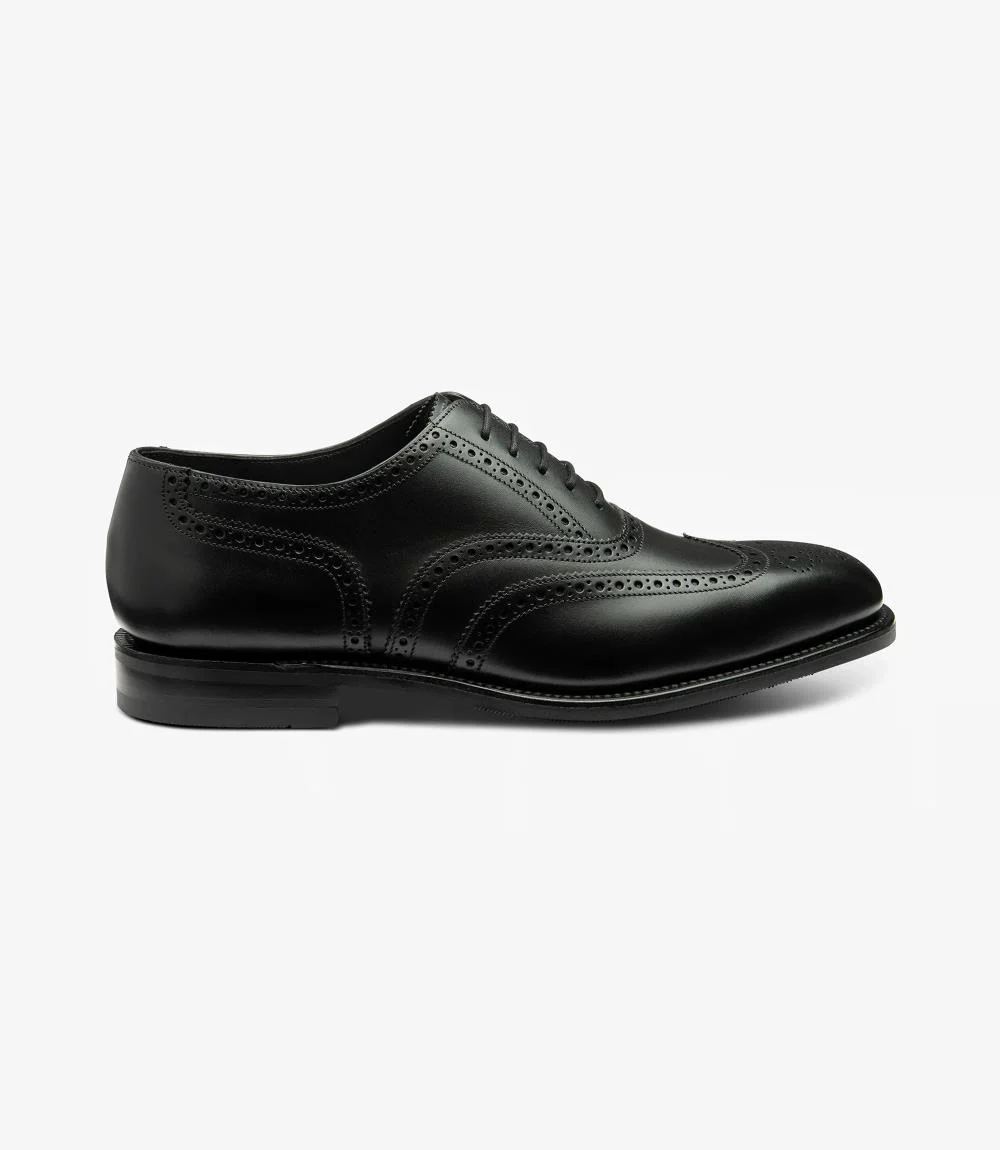 LOAKE BUCKINGHAM BLACK OXFORD BROGUE RUBBER SOLE G-WIDE
