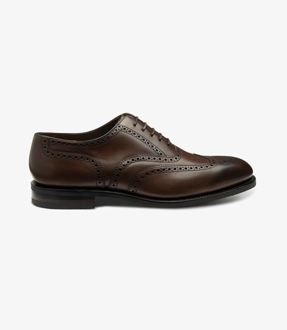 LOAKE BUCKINGHAM DARK BROWN OXFORD BROGUE RUBBER SOLE G-WIDE