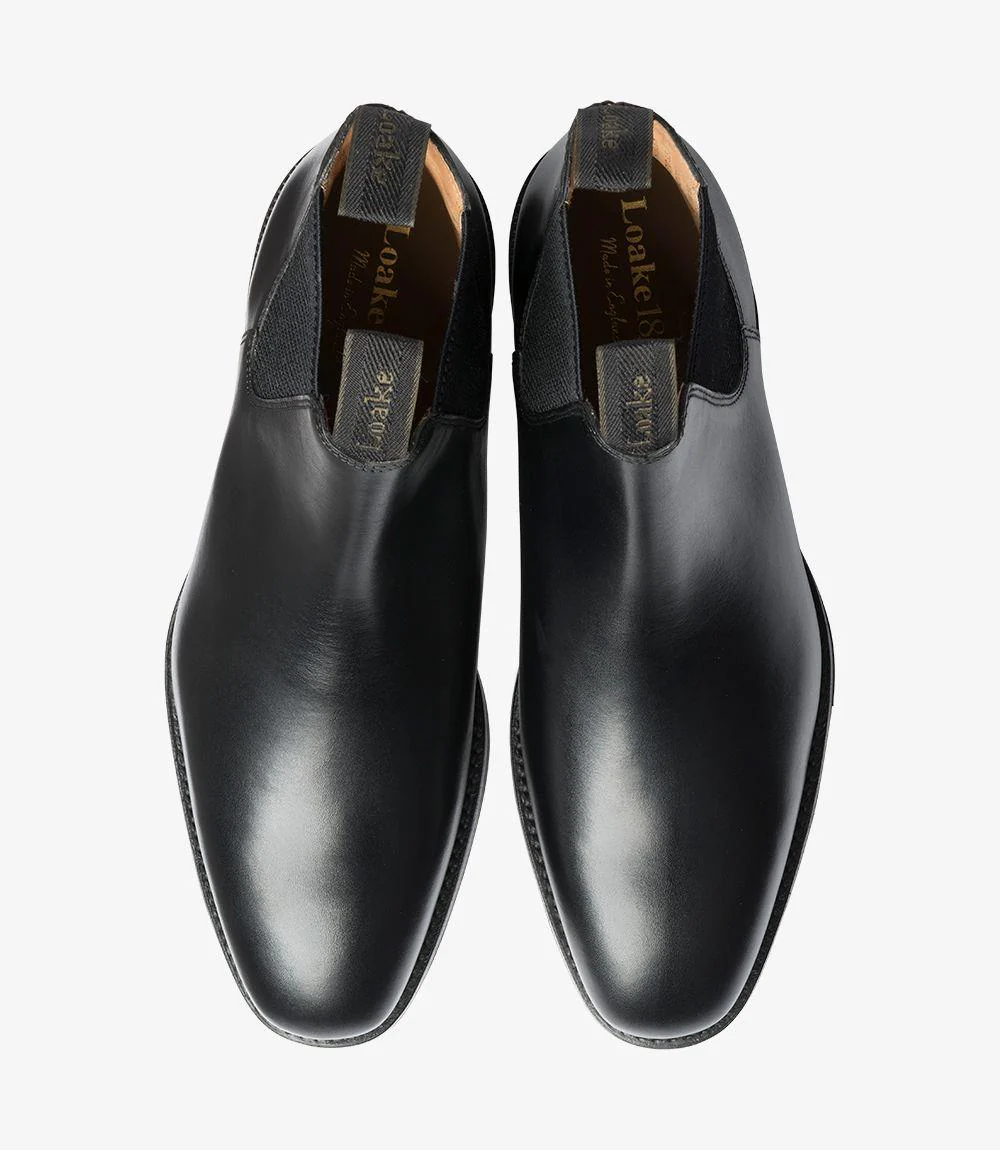 LOAKE CHATSWORTH BLACK LEATHER CHELSEA BOOT RUBBER SOLE G-WIDE - Image 3