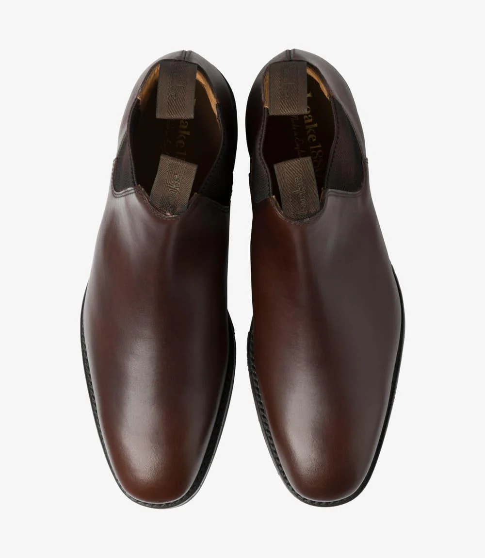 LOAKE CHATSWORTH DARK BROWN LEATHER CHELSEA BOOT RUBBER SOLE G-WIDE - Image 3