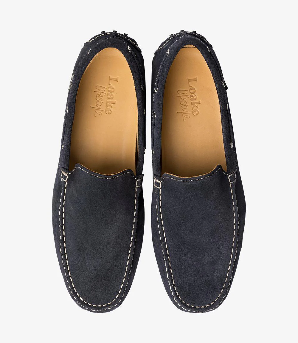 LOAKE DONINGTON NAVY SUEDE DRIVER SHOE MOCCASIN SOLE F-MEDIUM - Image 3