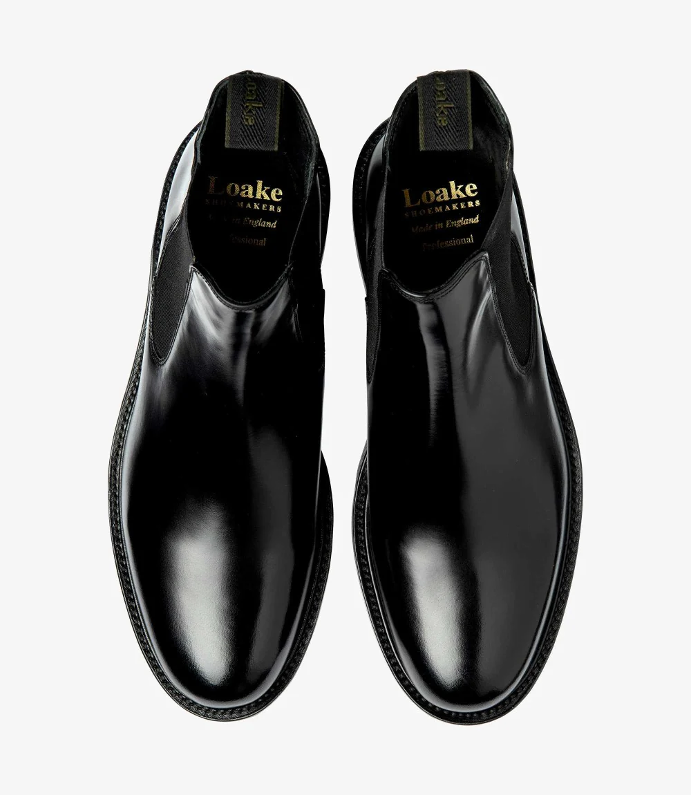 LOAKE DORCHESTER BLACK CHELSEA BOOT SLIP ON RUBBER SOLE F-MEDIUM - Image 3