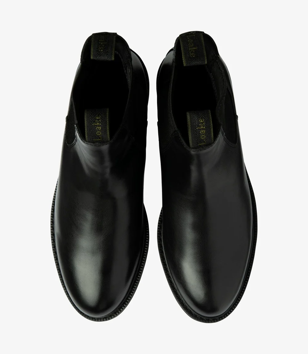 LOAKE DUCKSWORTH BLACK CHELSEA BOOT SLIP ON RUBBER SOLE F-MEDIUM - Image 3