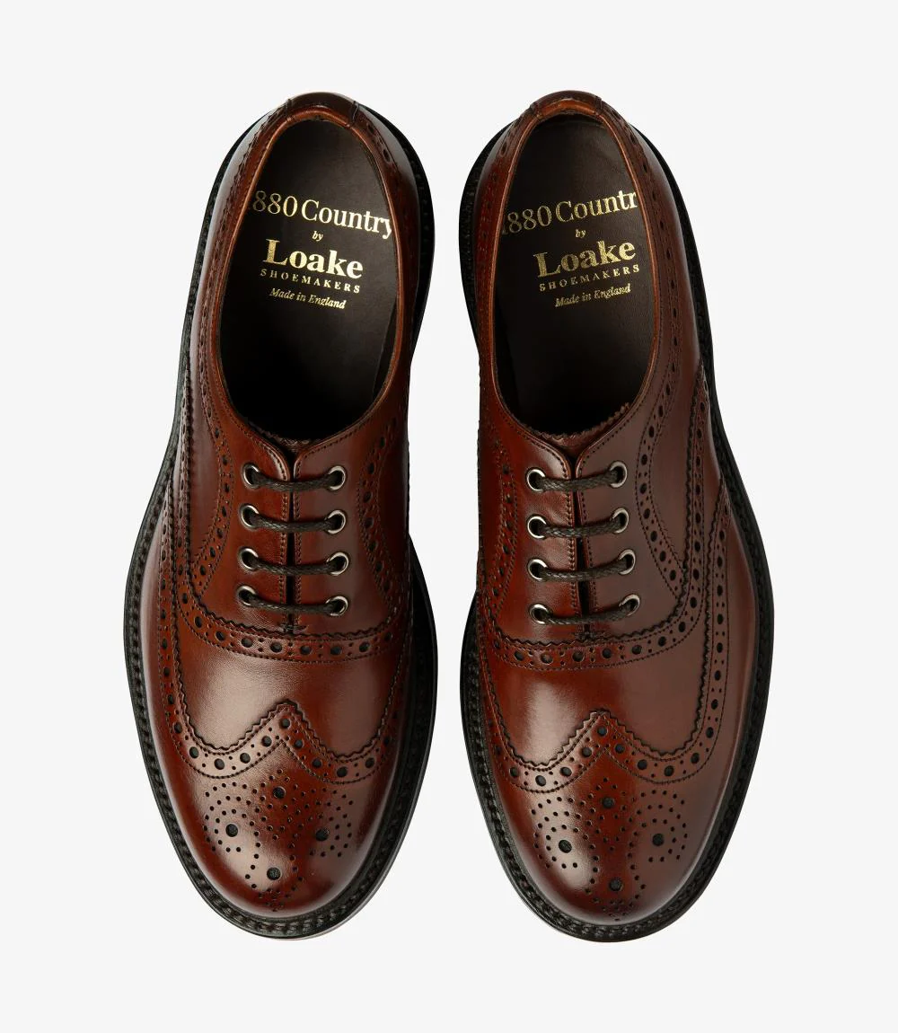 LOAKE EDWARD MAHOGANY OXFORD BROGUE RUBBER SOLE G-WIDE - Image 3
