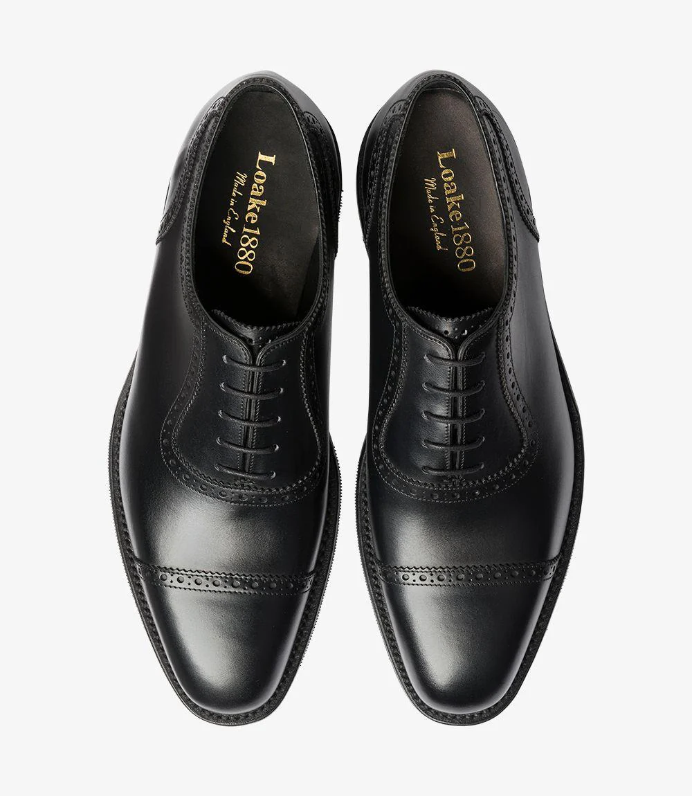 LOAKE FLEET BLACK OXFORD SEMI BROGUE RUBBER SOLE F-MEDIUM - Image 3