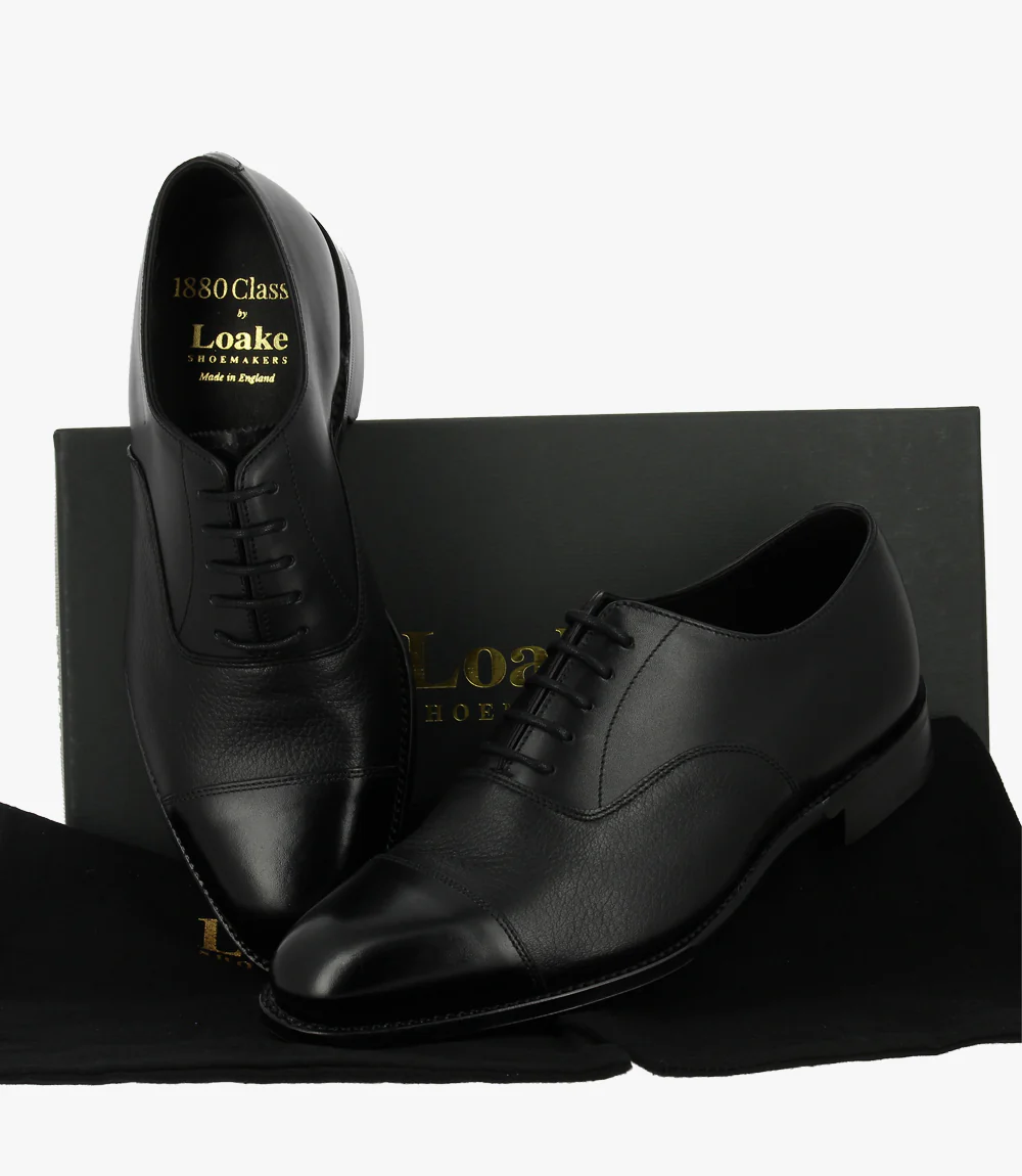 LOAKE FULLERTON BLACK OXFORD TOE CAP LEATHER SOLE G-WIDE - Image 10