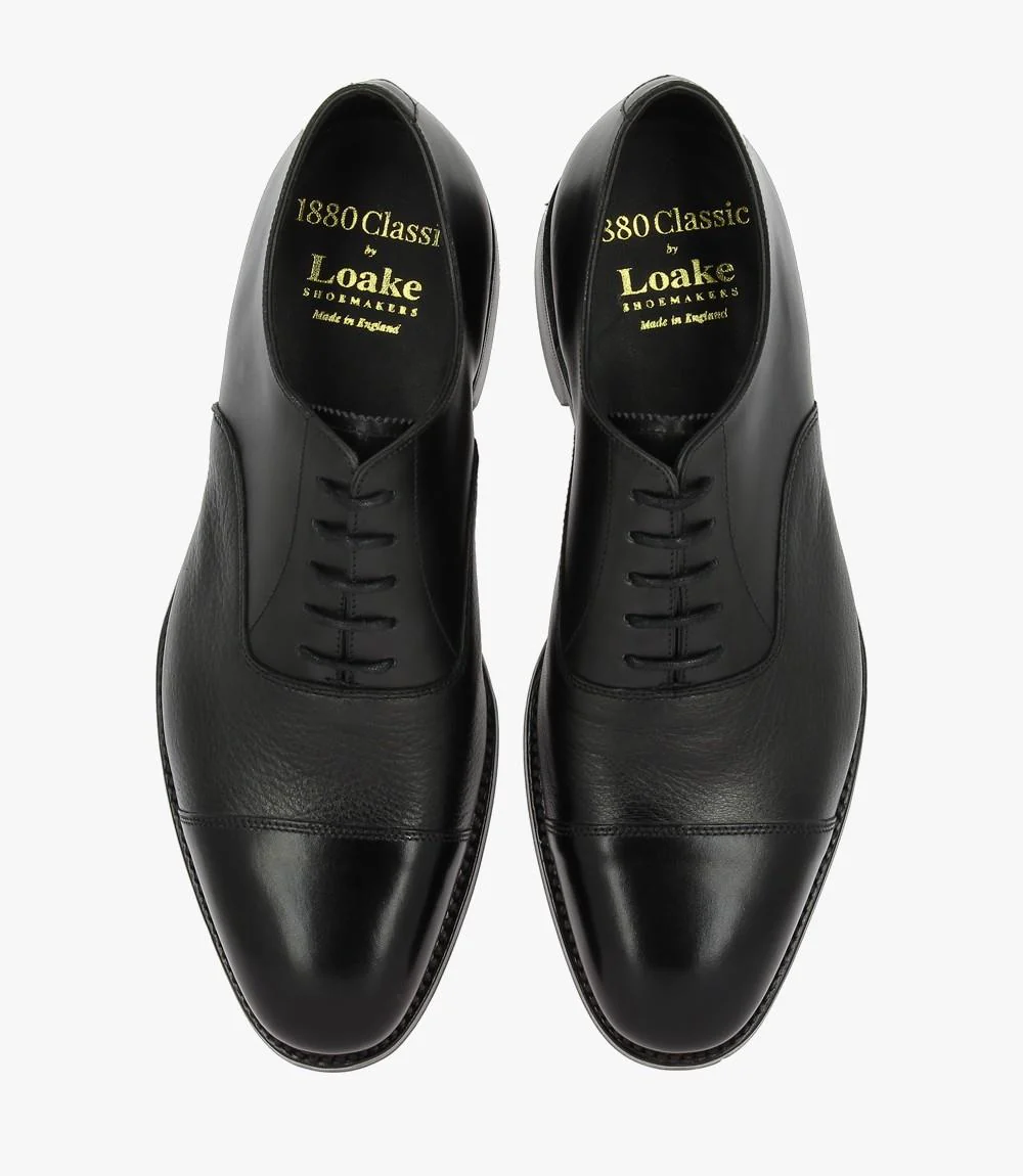 LOAKE FULLERTON BLACK OXFORD TOE CAP LEATHER SOLE G-WIDE - Image 3
