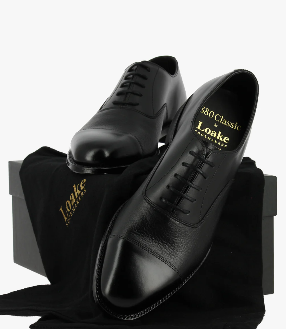 LOAKE FULLERTON BLACK OXFORD TOE CAP LEATHER SOLE G-WIDE - Image 9
