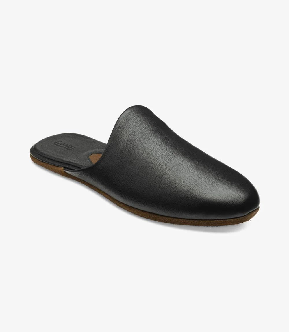 LOAKE GARRICK BLACK LEATHER SLIPPERS F-MEDIUM - Image 2