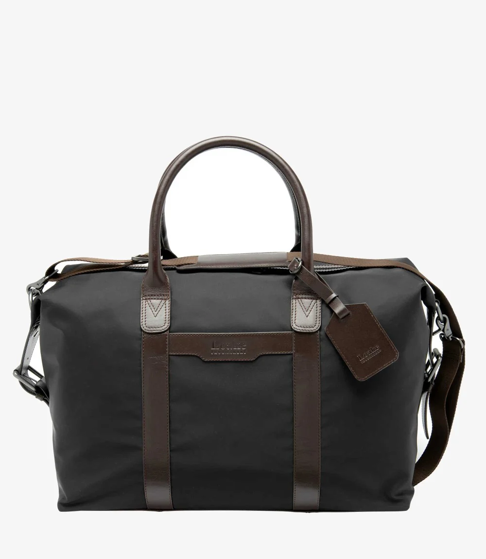 LOAKE GOWER BLACK NYLON WEEKEND BAG
