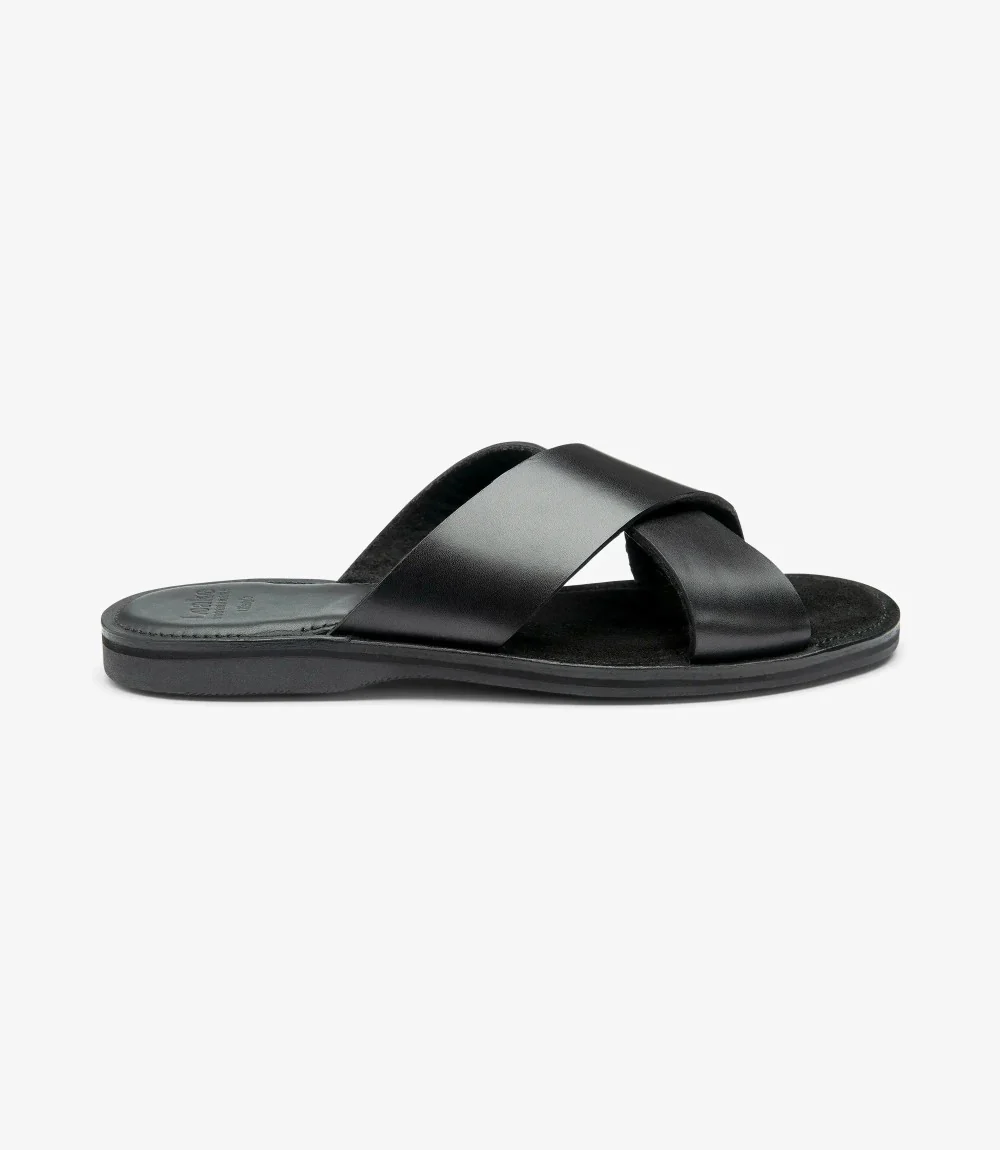 LOAKE GOZO BLACK SLIP ON RUBBER SOLE F-MEDIUM