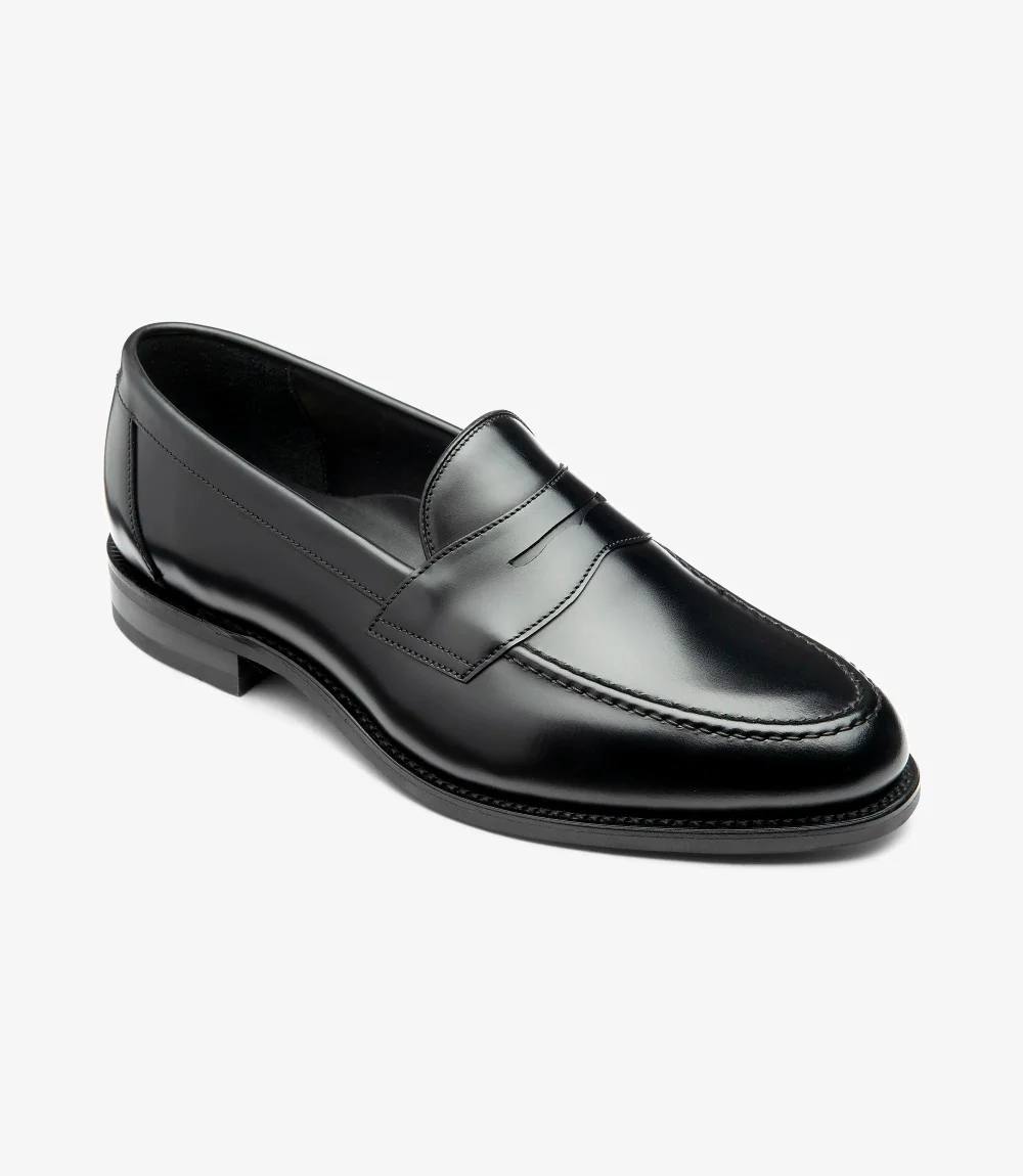 LOAKE IMPERIAL BLACK LOAFER SLIP ON RUBBER SOLE G-WIDE - Image 2