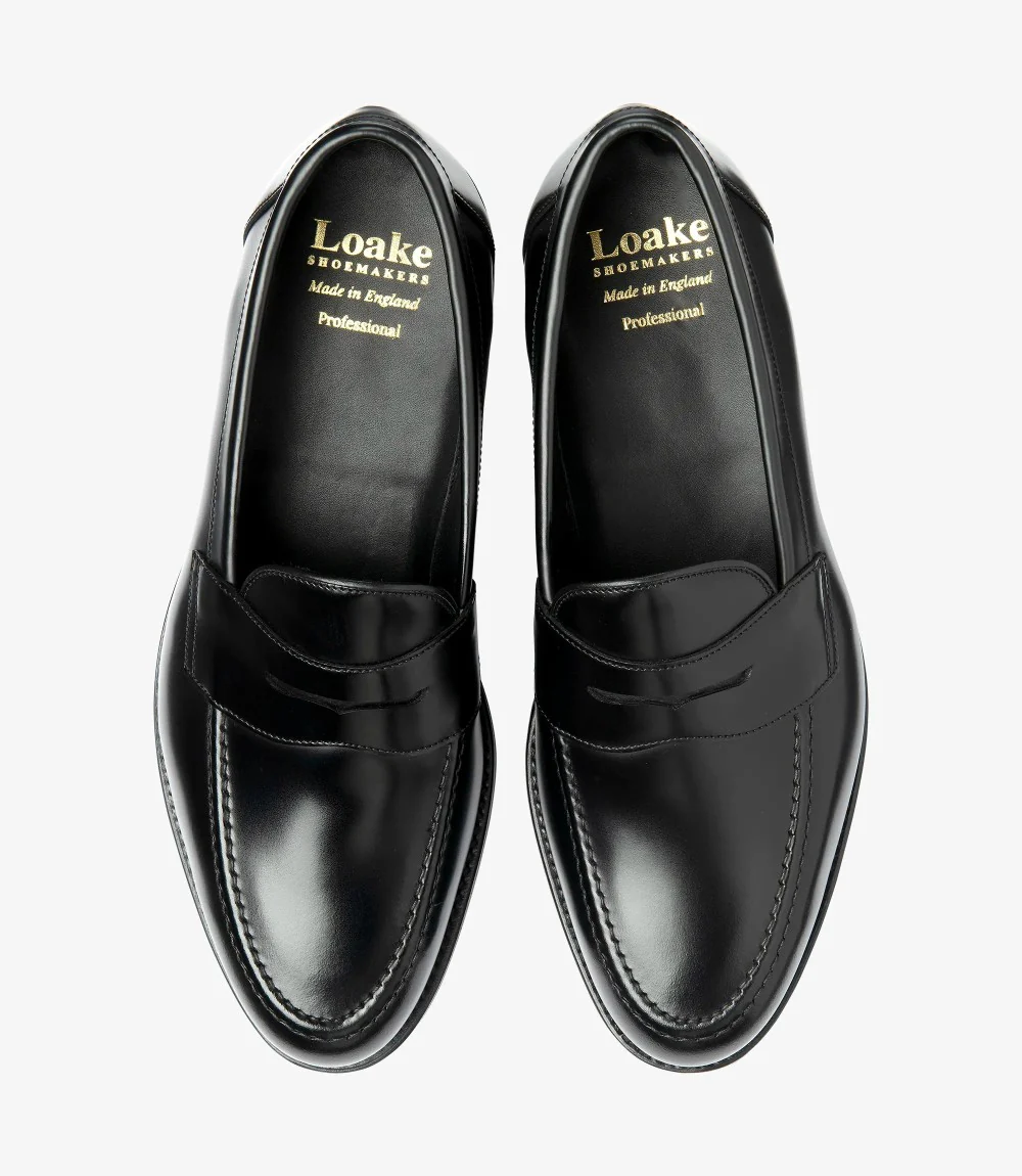 LOAKE IMPERIAL BLACK LOAFER SLIP ON RUBBER SOLE G-WIDE - Image 3