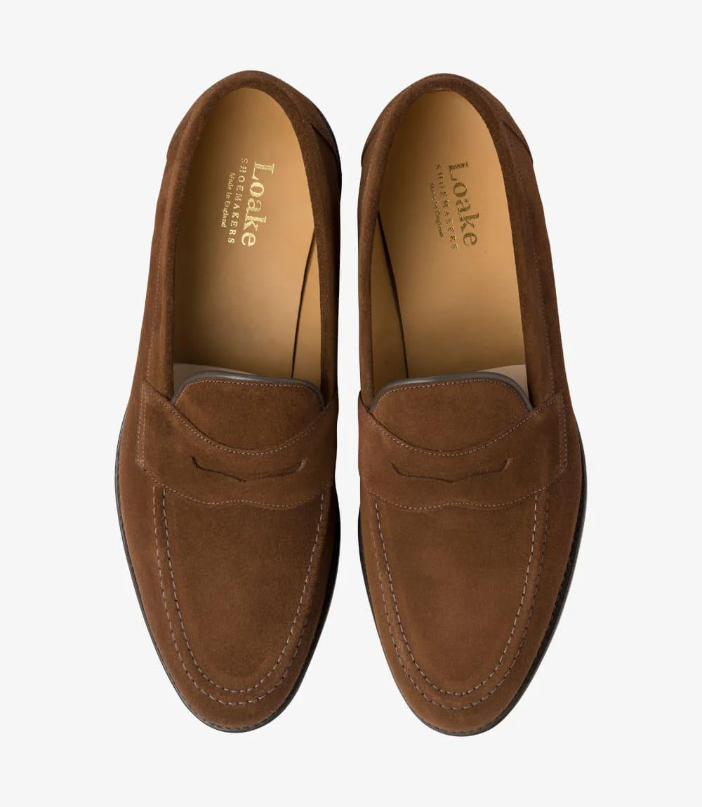 LOAKE IMPERIAL BROWN SUEDE LOAFER LEATHER SOLE F-MEDIUM - Image 3