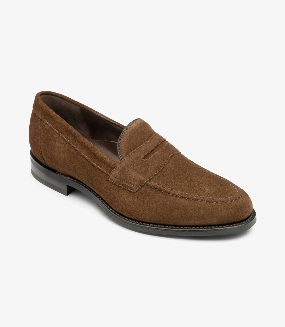 LOAKE IMPERIAL BROWN SUEDE LOAFER SLIP ON RUBBER SOLE G-WIDE - Image 2