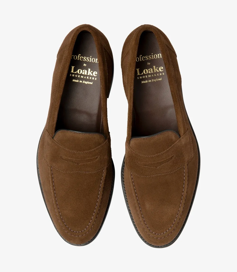 LOAKE IMPERIAL BROWN SUEDE LOAFER SLIP ON RUBBER SOLE G-WIDE - Image 3