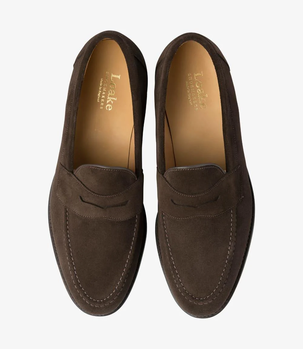 LOAKE IMPERIAL DARK BROWN SUEDE LOAFER LEATHER SOLE F-MEDIUM - Image 3