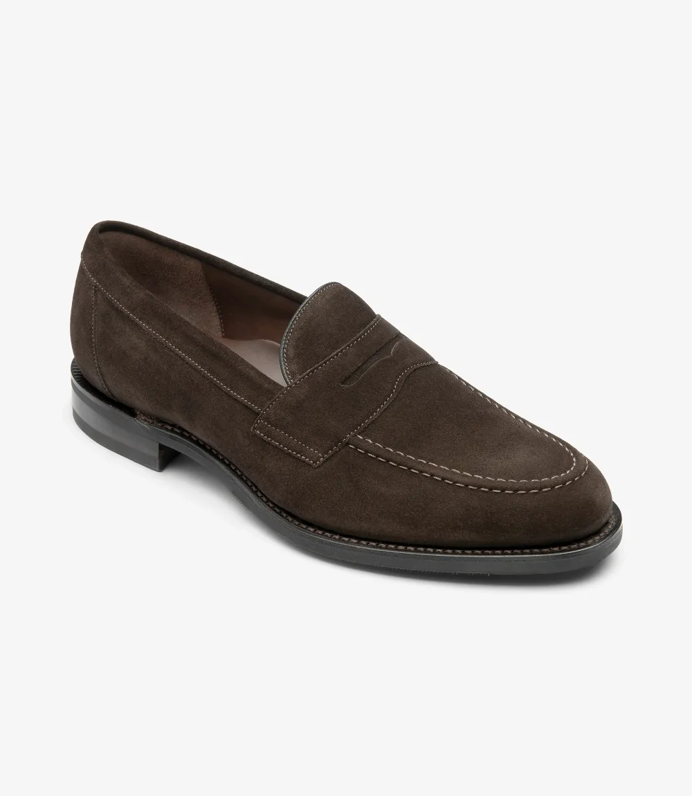 LOAKE IMPERIAL DARK BROWN SUEDE LOAFER SLIP ON RUBBER SOLE G-WIDE - Image 2