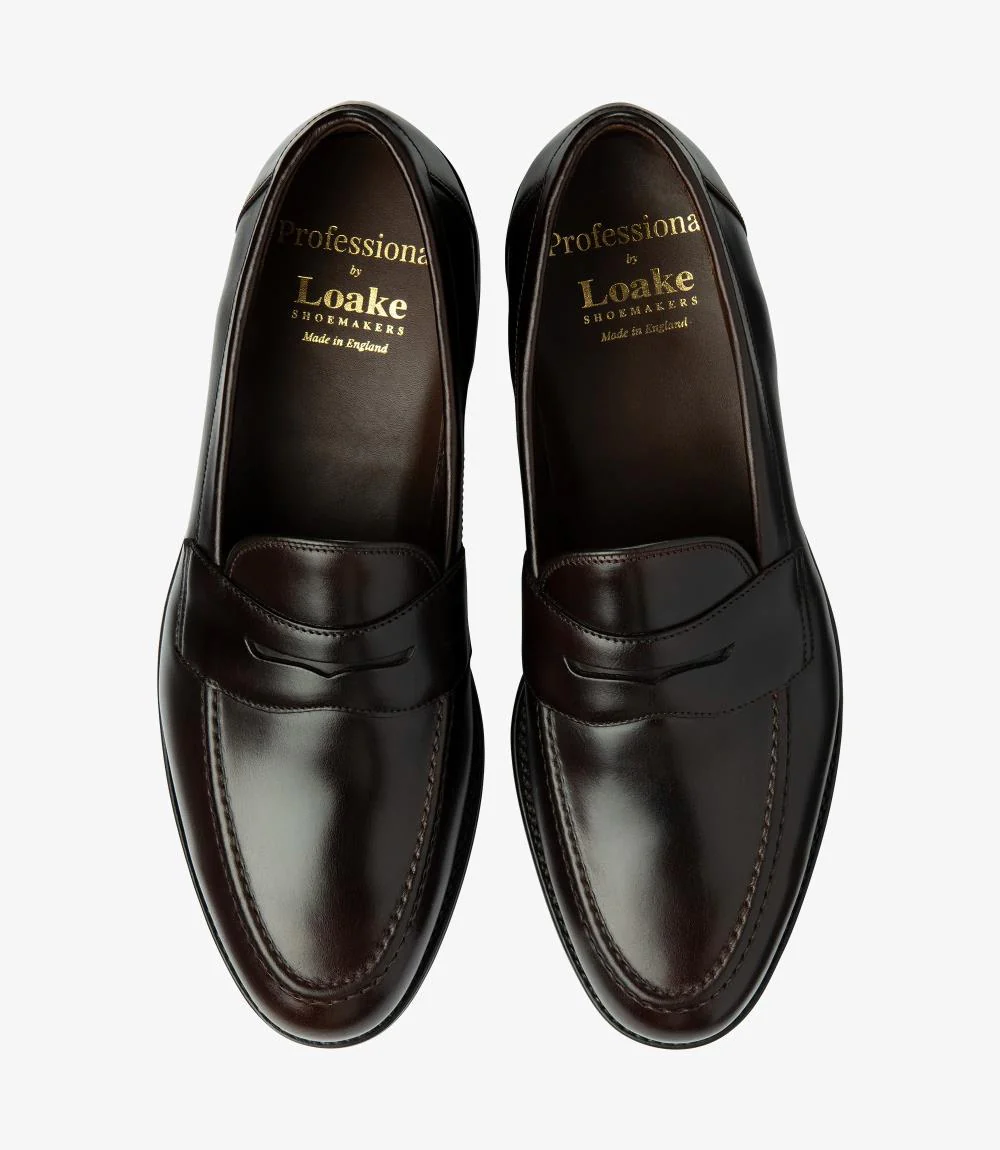 LOAKE IMPERIAL DARK BROWN LOAFER SLIP ON RUBBER SOLE F-MEDIUM - Image 3