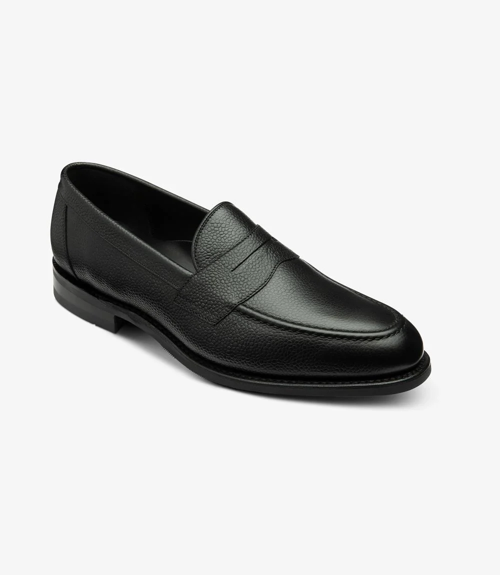 LOAKE IMPERIAL GRAIN BLACK LOAFER SLIP ON RUBBER SOLE F-MEDIUM - Image 2