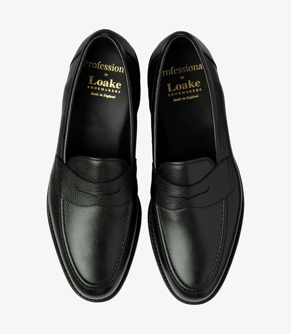 LOAKE IMPERIAL GRAIN BLACK LOAFER SLIP ON RUBBER SOLE F-MEDIUM - Image 3
