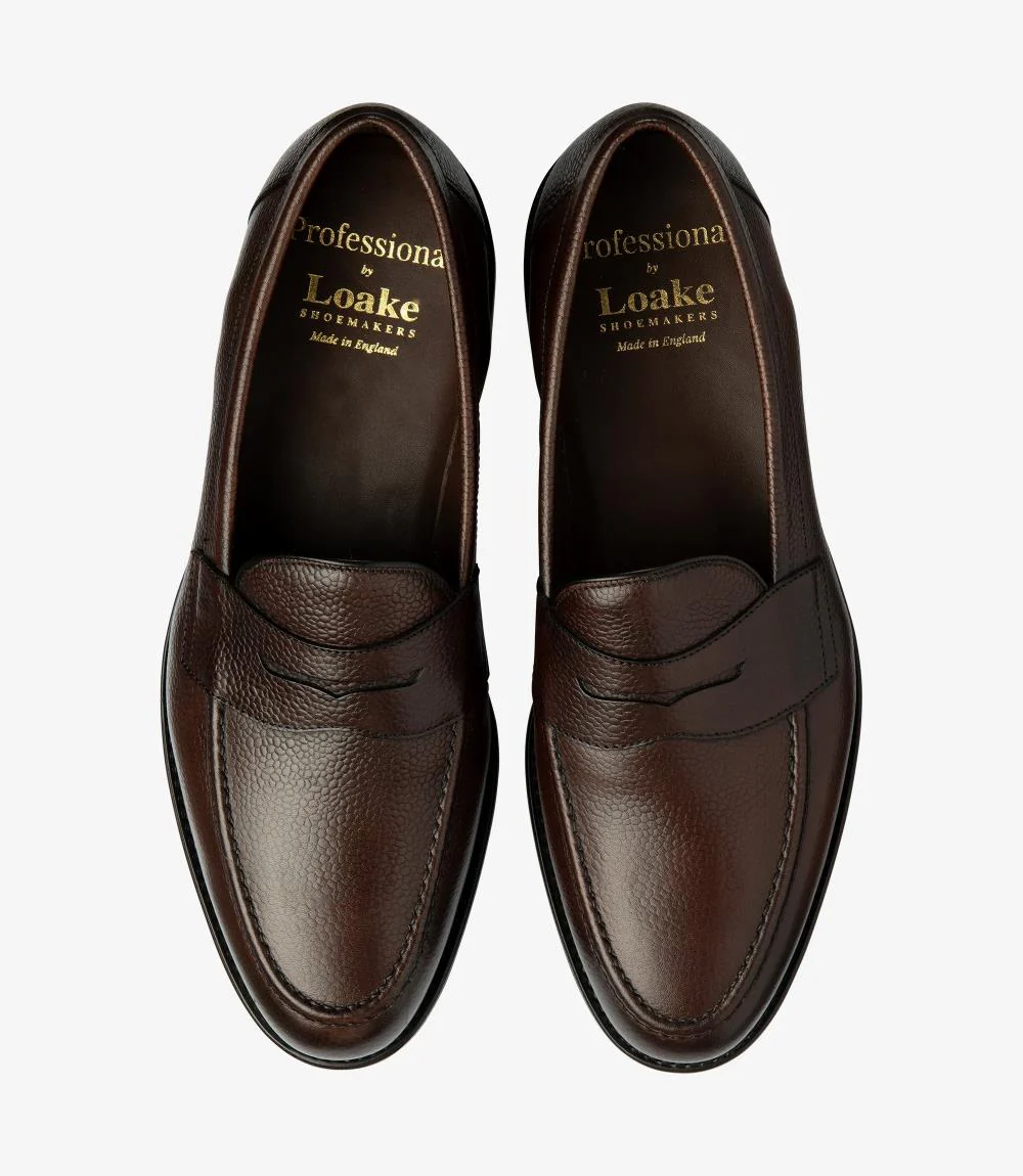 LOAKE IMPERIAL GRAIN DARK BROWN LOAFER SLIP ON RUBBER SOLE F-MEDIUM - Image 3