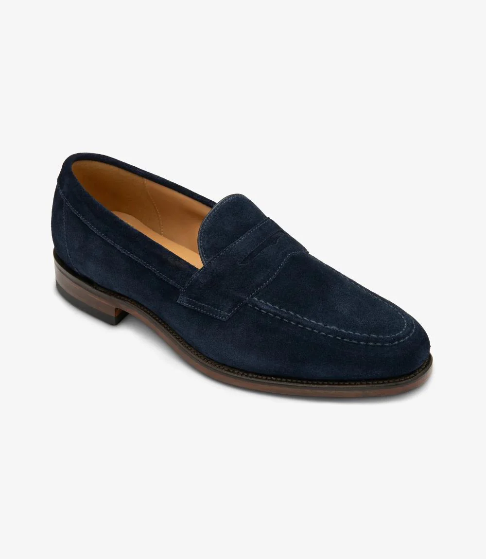 LOAKE IMPERIAL NAVY SUEDE LOAFER LEATHER SOLE F-MEDIUM - Image 2