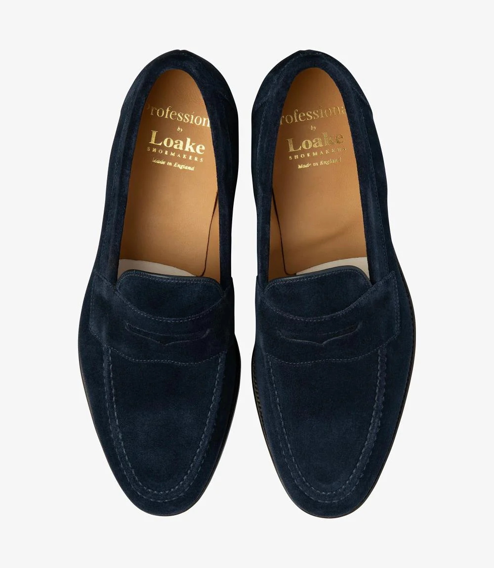 LOAKE IMPERIAL NAVY SUEDE LOAFER LEATHER SOLE F-MEDIUM - Image 3
