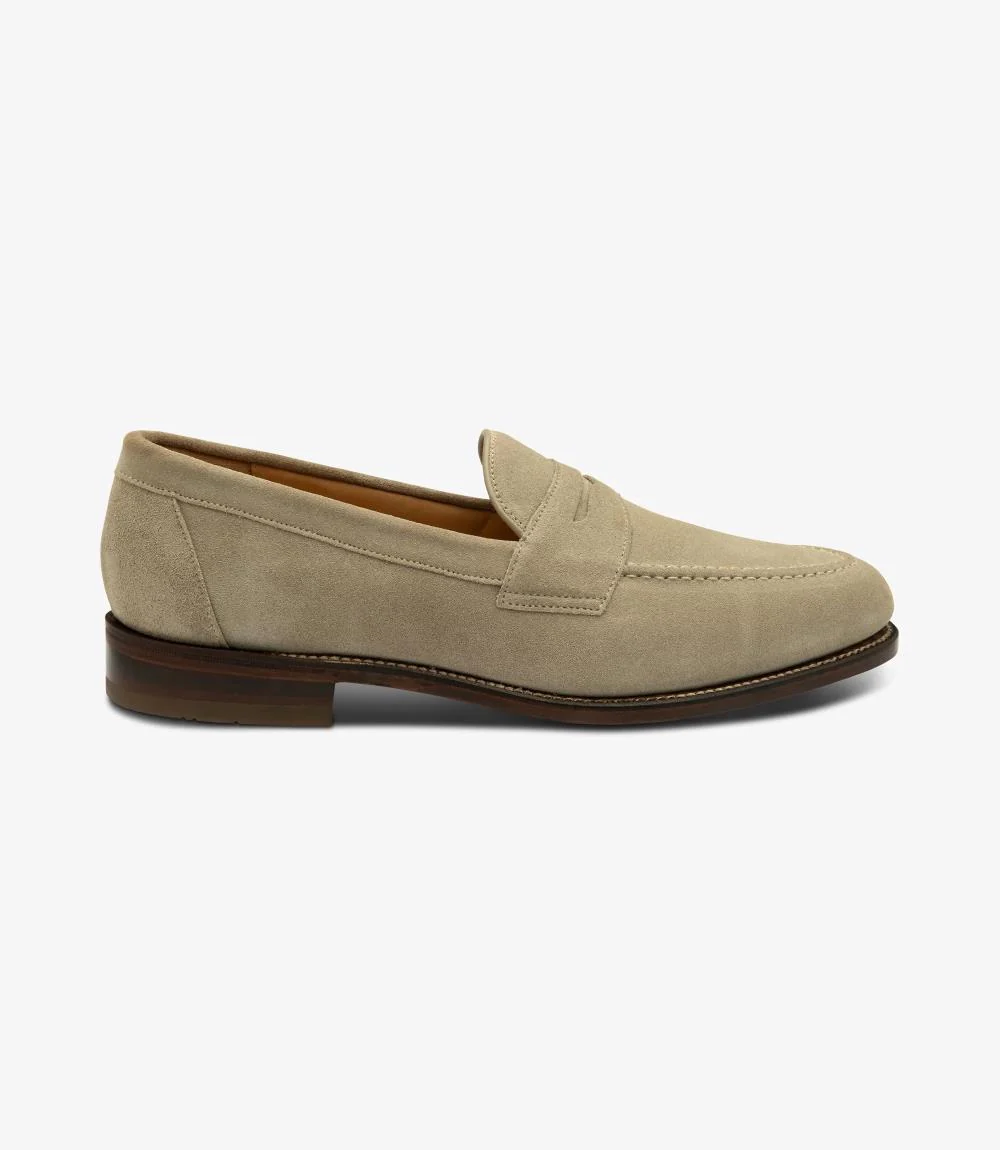 LOAKE IMPERIAL SAND SUEDE LOAFER LEATHER SOLE F-MEDIUM
