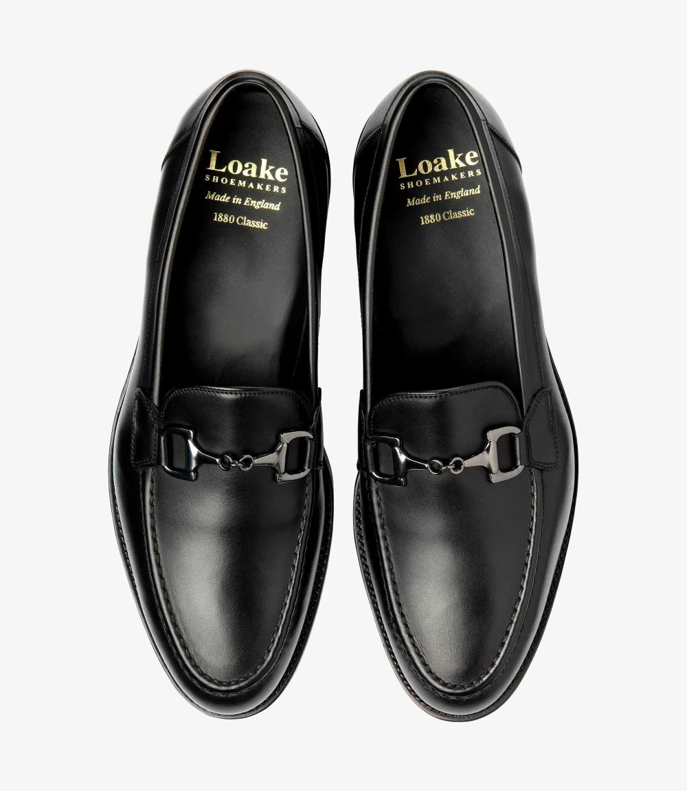 LOAKE KENSINGTON BLACK LOAFER SLIP ON RUBBER SOLE F-MEDIUM - Image 3